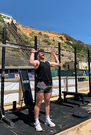 coach working out outside.